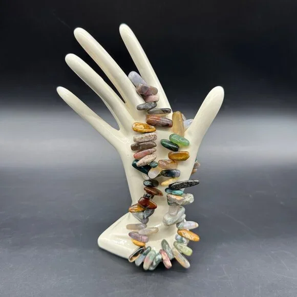 Natural Stone Beaded Necklace Adjustable Length Multi Color Southwestern Boho - Picture 2 of 6